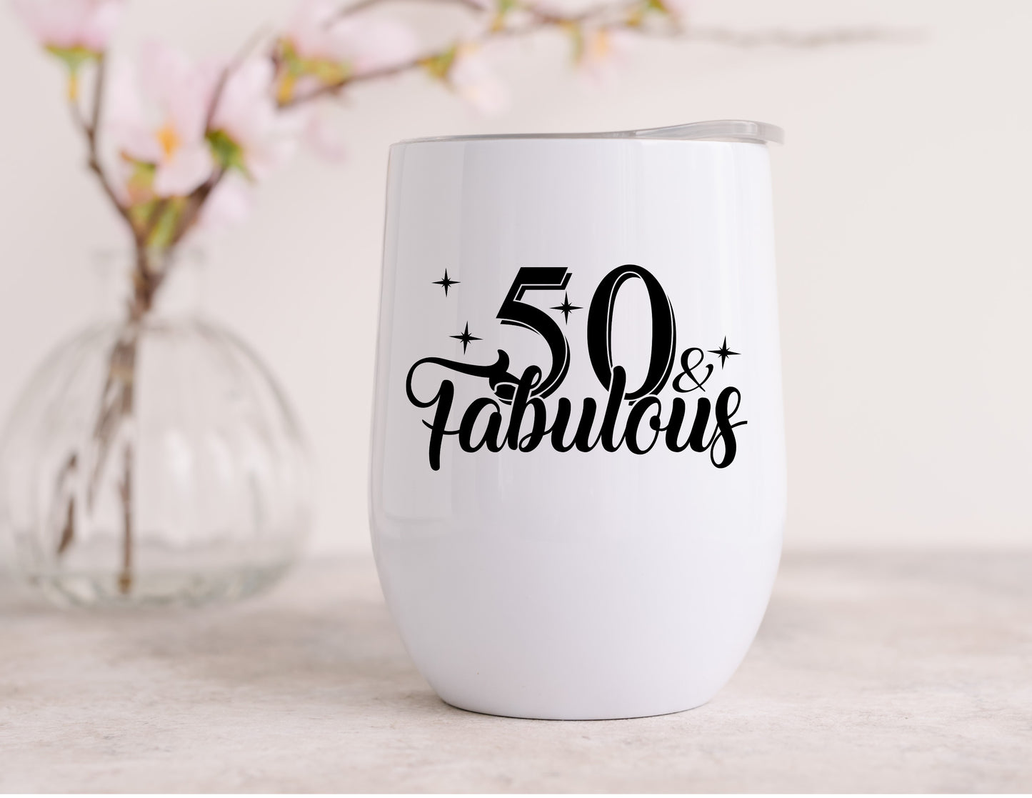 Fifty & Fabulous (black) Wine Tumbler