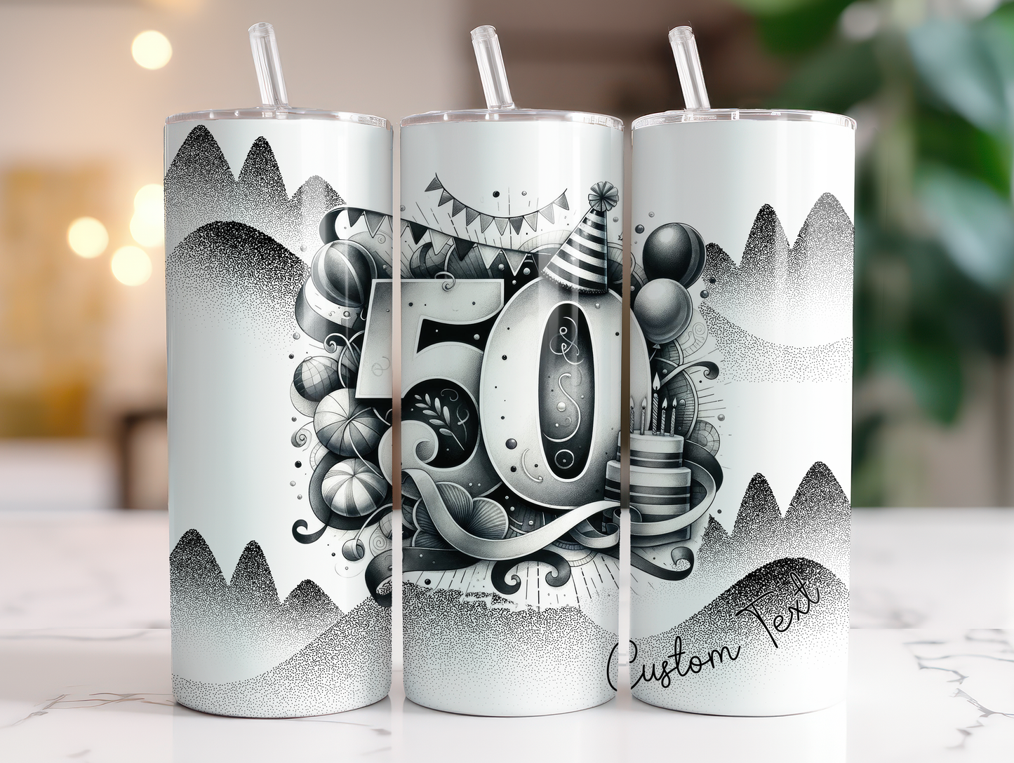 50th Black & White (personalized) 20oz Tumbler