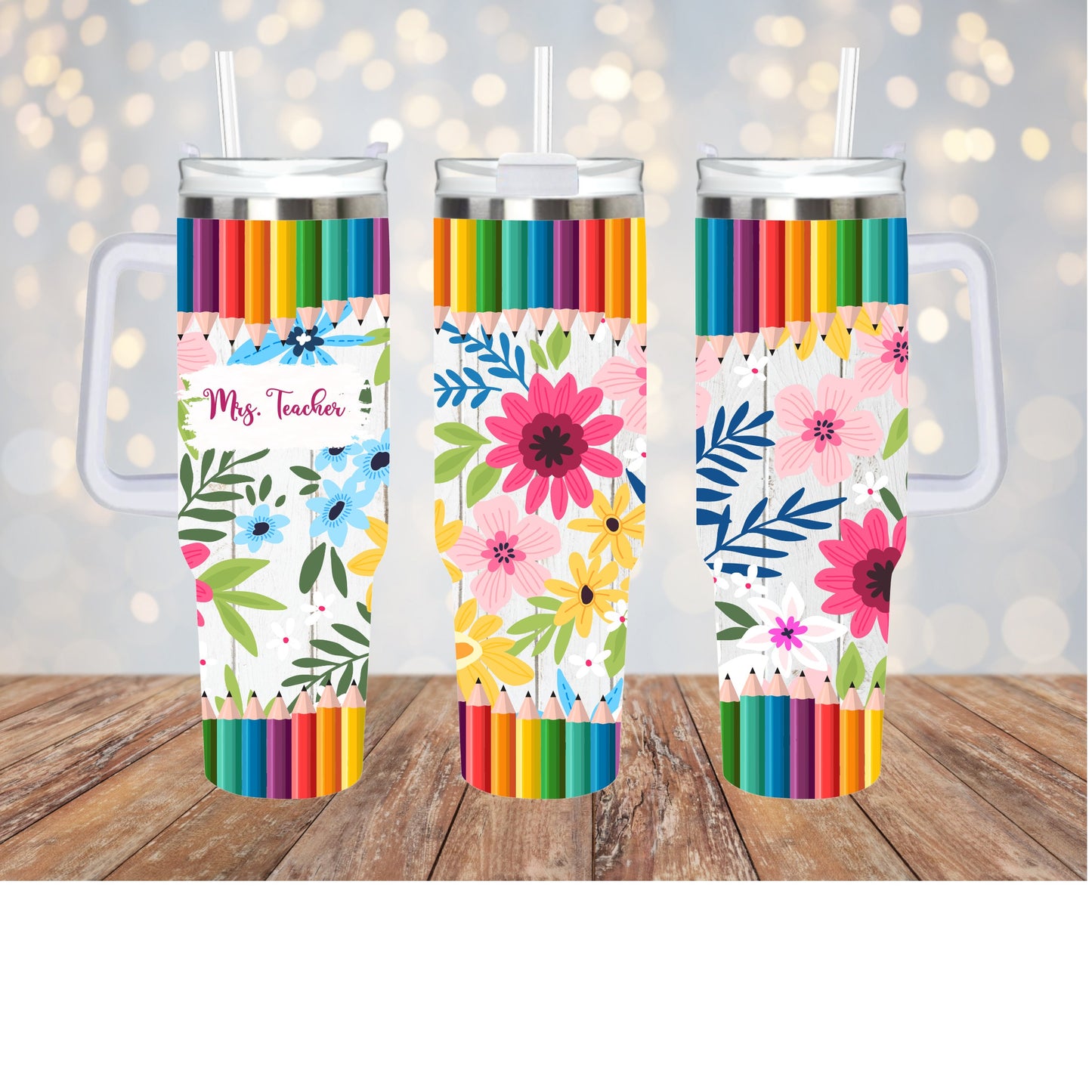 Floral Teacher Tumbler