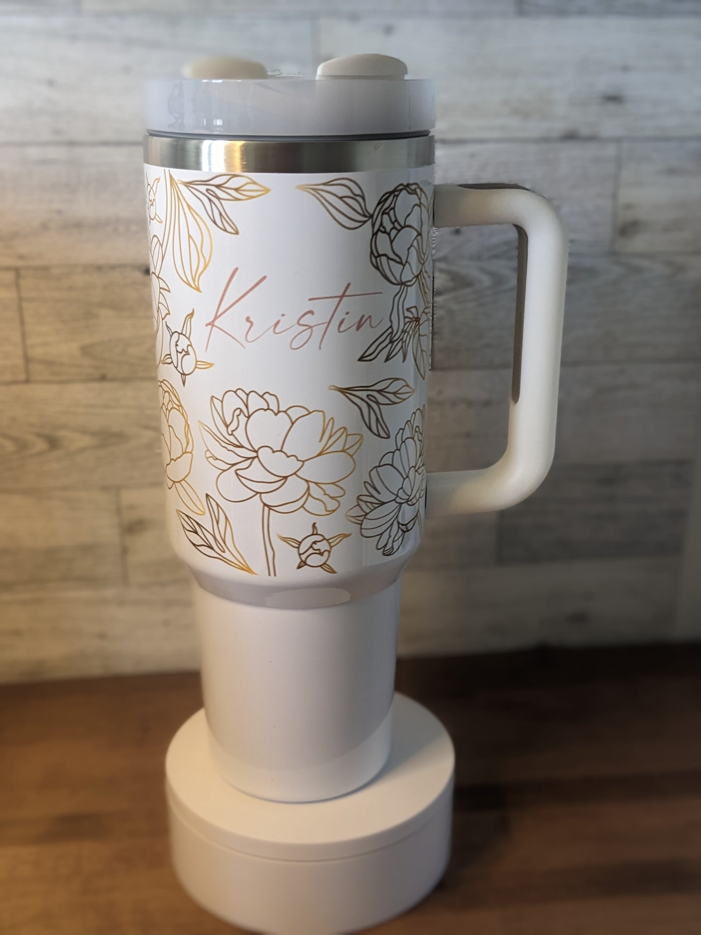 Gold Floral (personalized) 40oz Tumbler