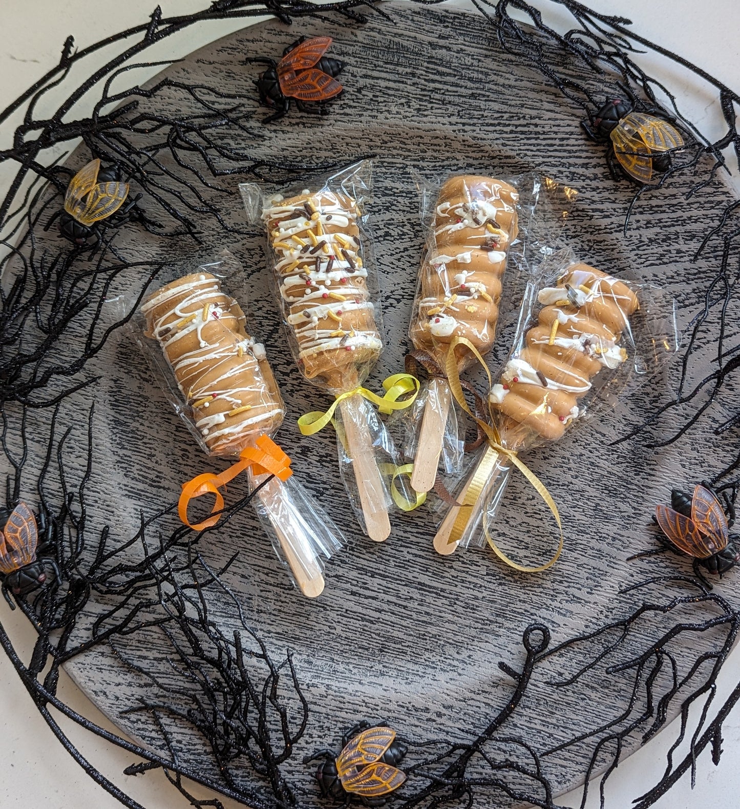 Apple Cider Salted Caramel Bombsicles on a Stick