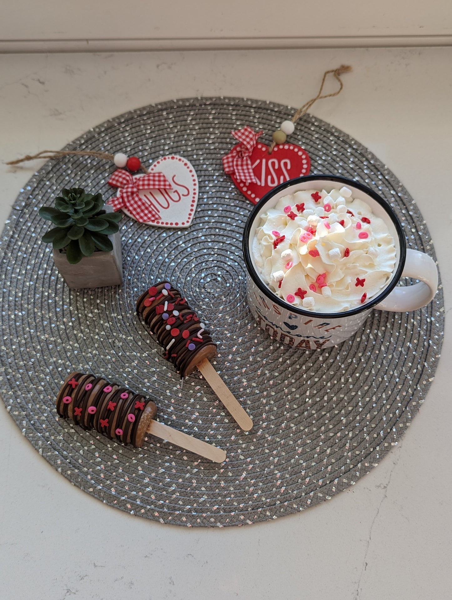 Dark Chocolate Peppermint Hot Cocoa Bombsicle on a stick