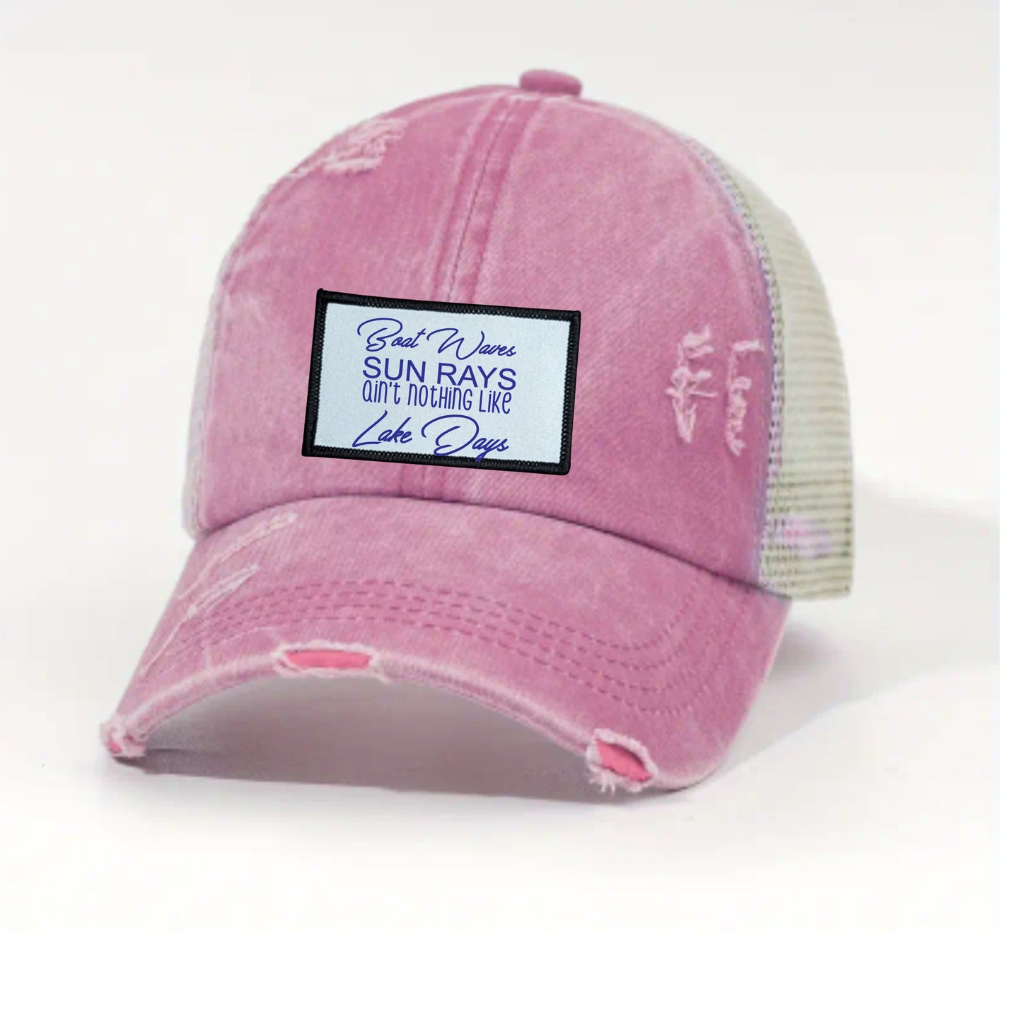 Boat Waves Sun Rays Ponytail/Messy Bun Hat