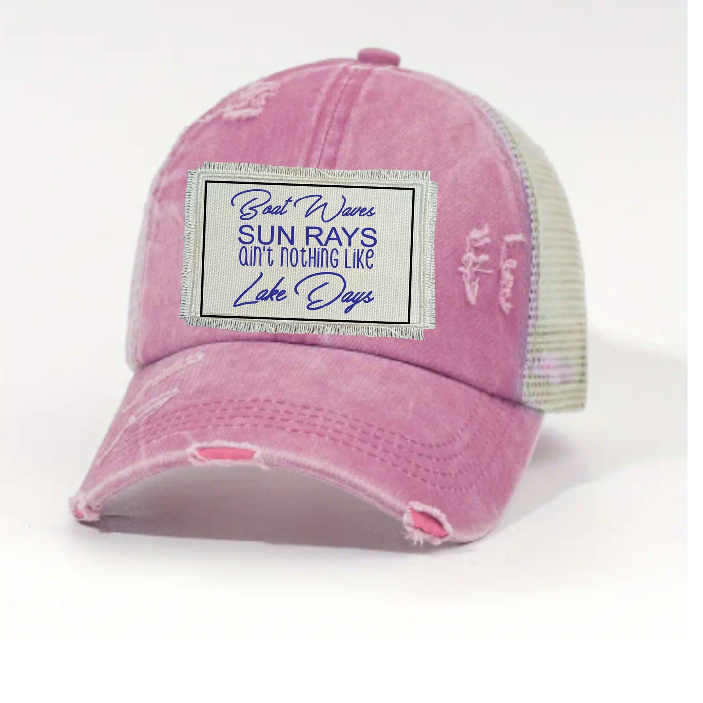 Boat Waves Sun Rays Ponytail/Messy Bun Hat