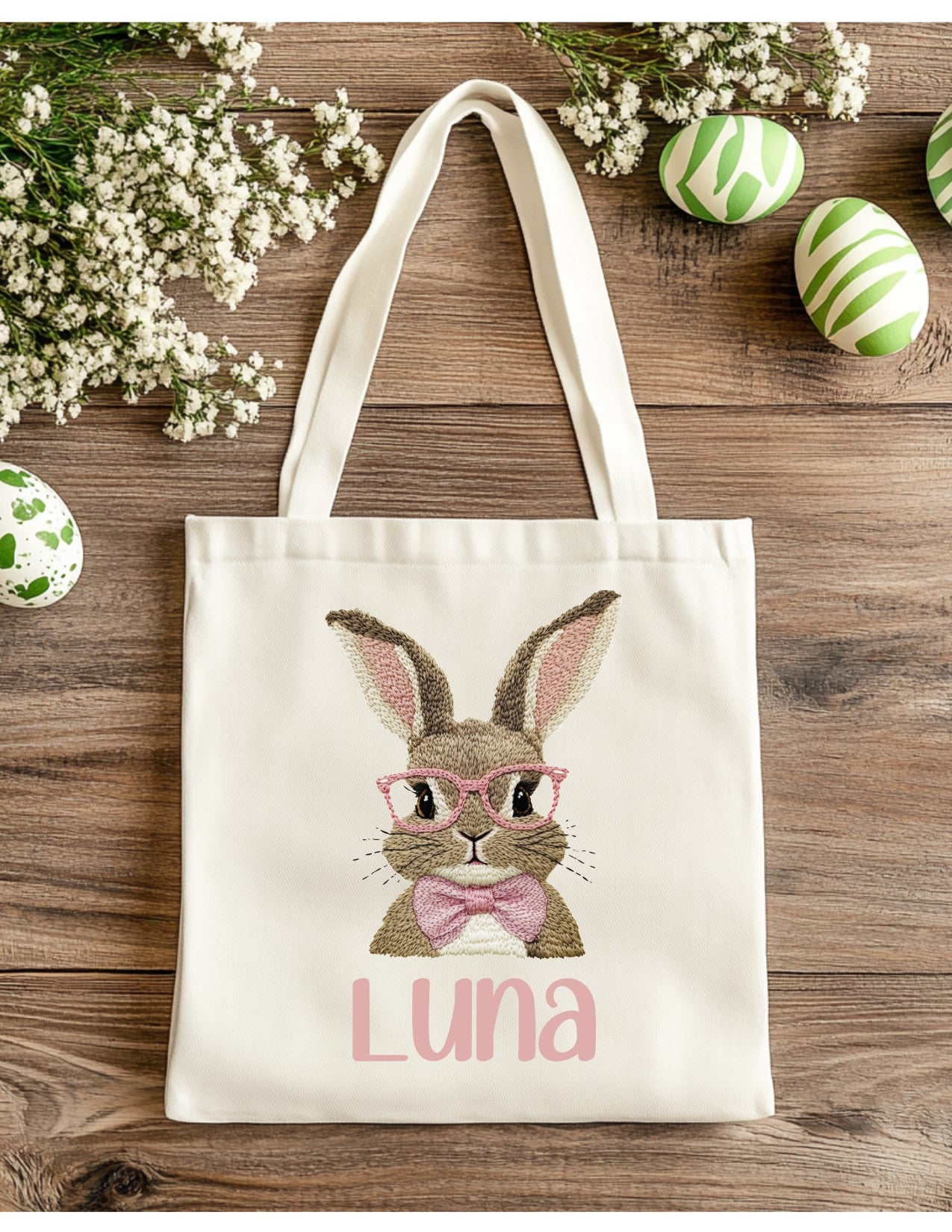 Easter Gift Sack Retro faux stitch Bunny