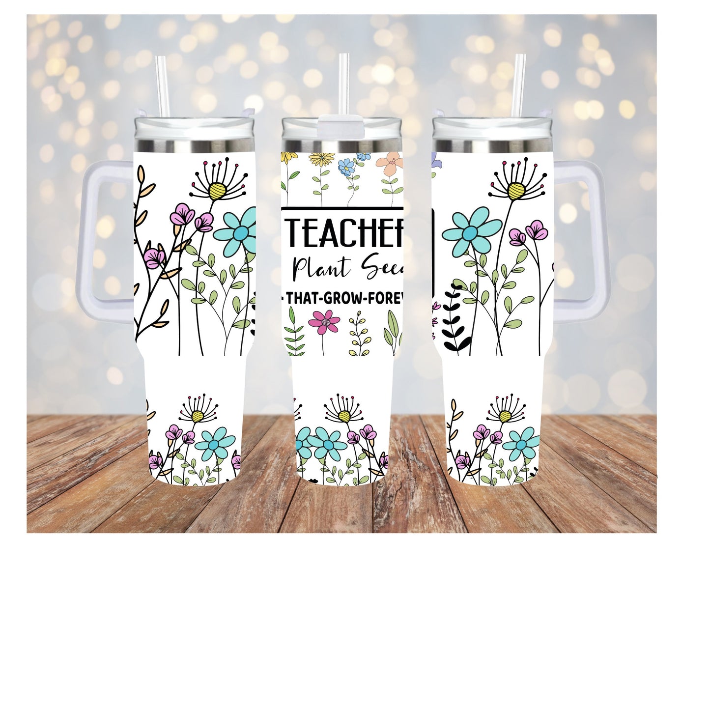 Colorful Wildflower 40oz Tumbler Personalized