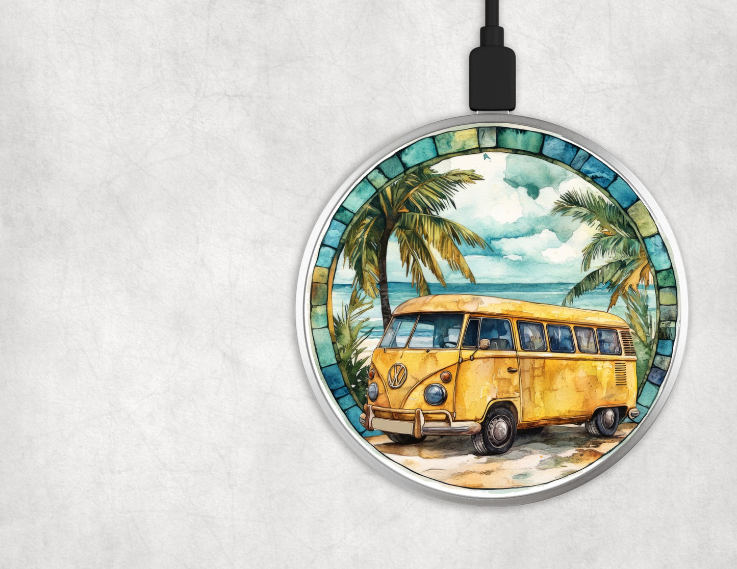 Wireless Charger Stained Glass Vintage Van