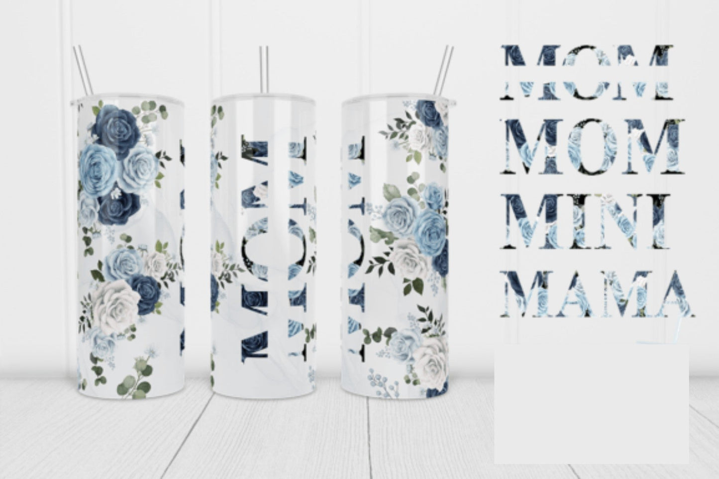20 OZ Tumbler MOM blue floral