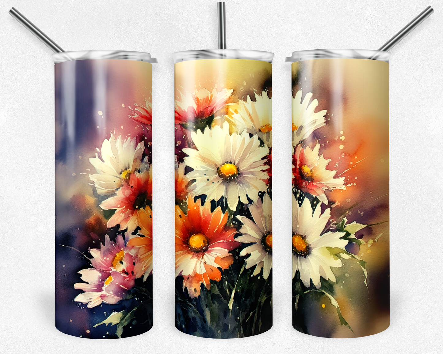 Watercolor Daisies 20oz Tumbler