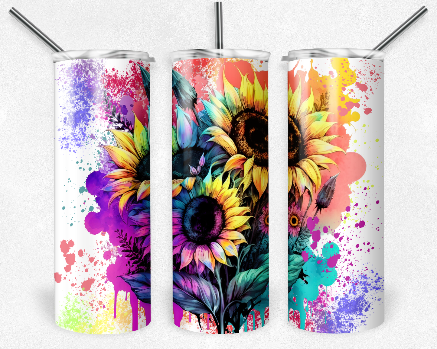 Colorful Splash Sunflowers 20oz Tumbler