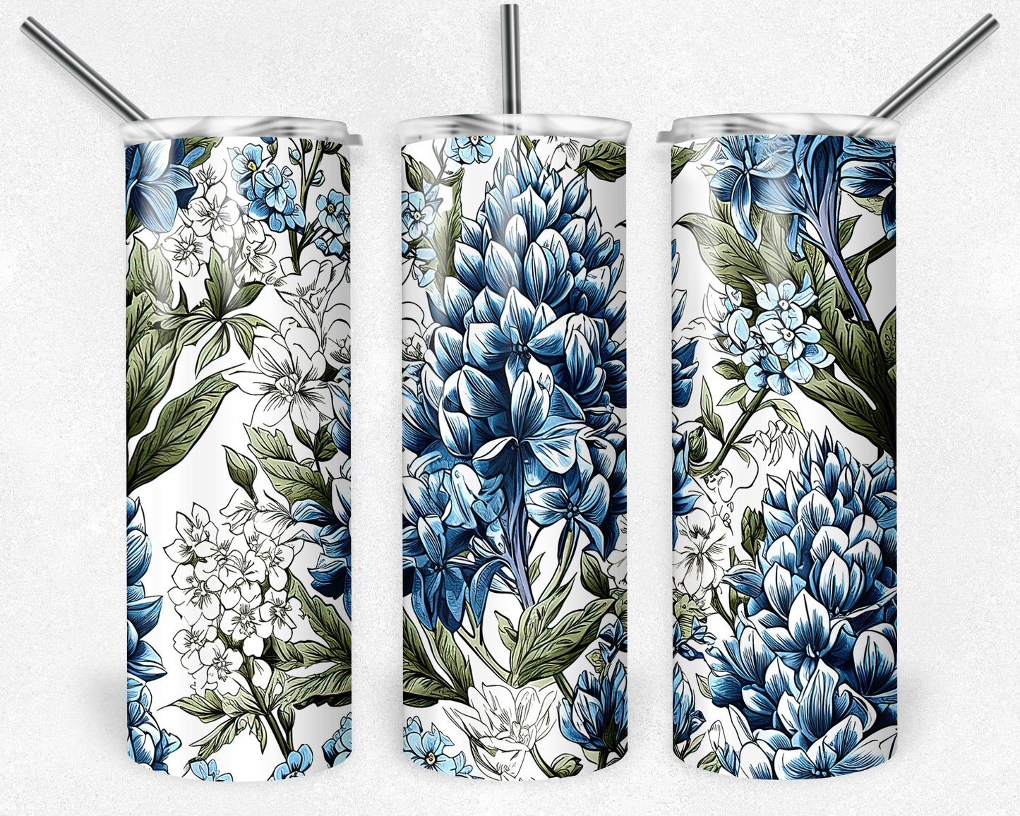 Blue & White Floral 20oz Tumbler