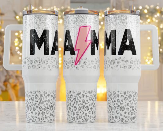 MaMa Silver Cheetah Lightning Bolt Tumbler