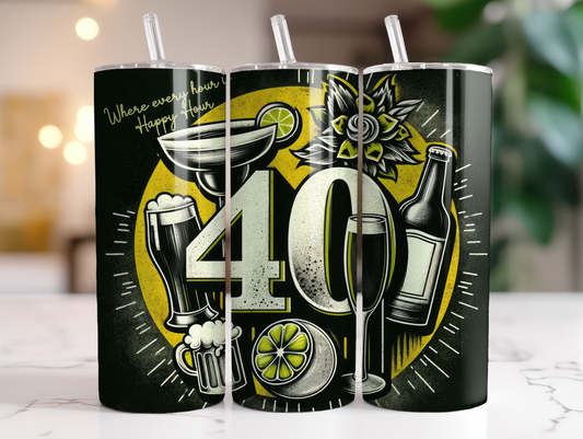 40th Birthday Happy Hour 20oz Tumbler