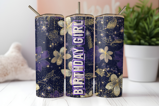 Birthday Girl Black with Purple 20oz Tumbler