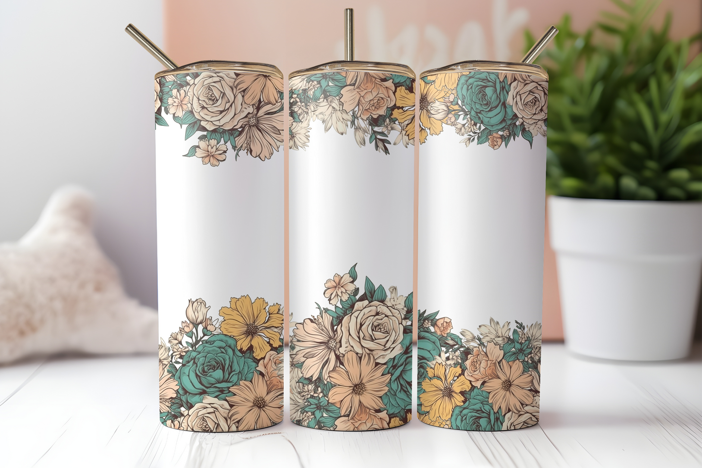 Split Boho Floral (personalize) 20oz Tumbler