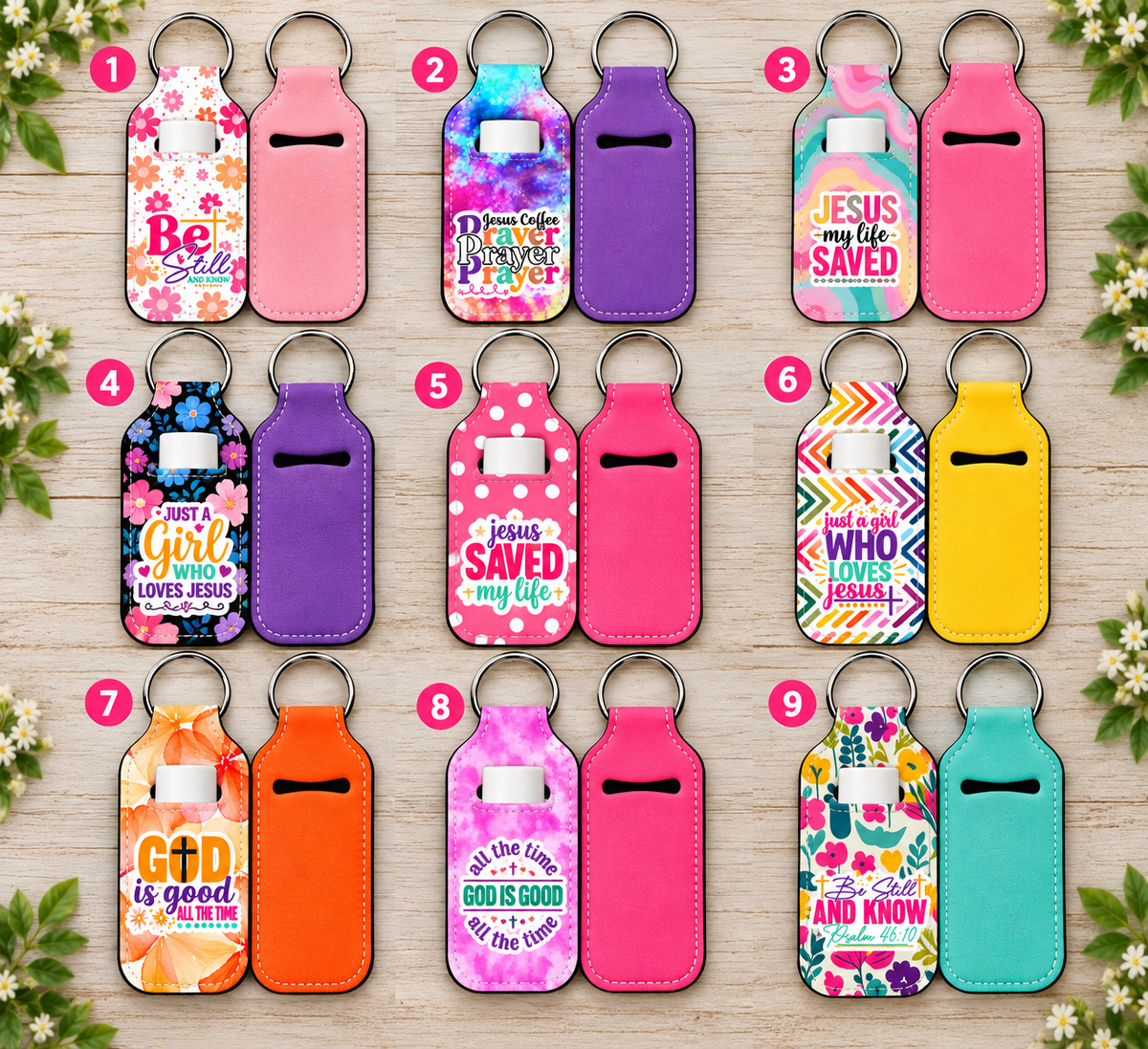 Christian Lip Balm Holder Keychain (set 1)