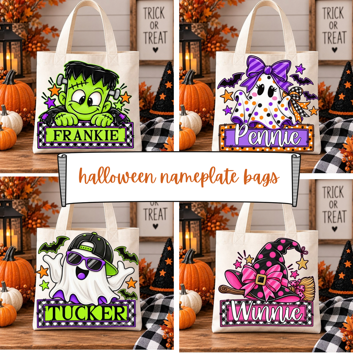 Halloween Nameplate Treat Bags