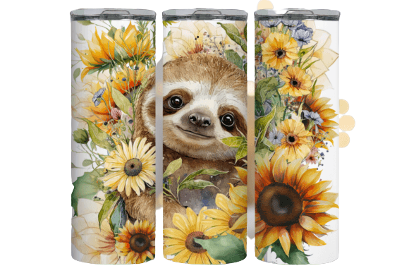 Cute Sloth with Sunflowers 4 in 1 Tumbler