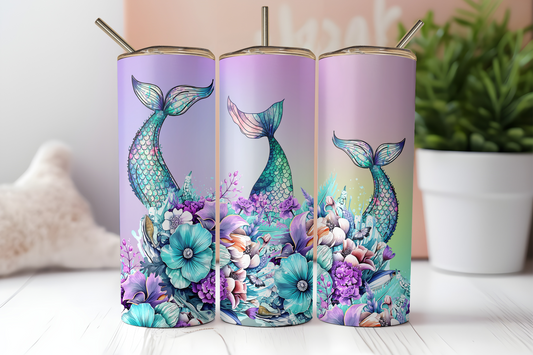 Mermaid Tail (purple background) 20oz Tumbler