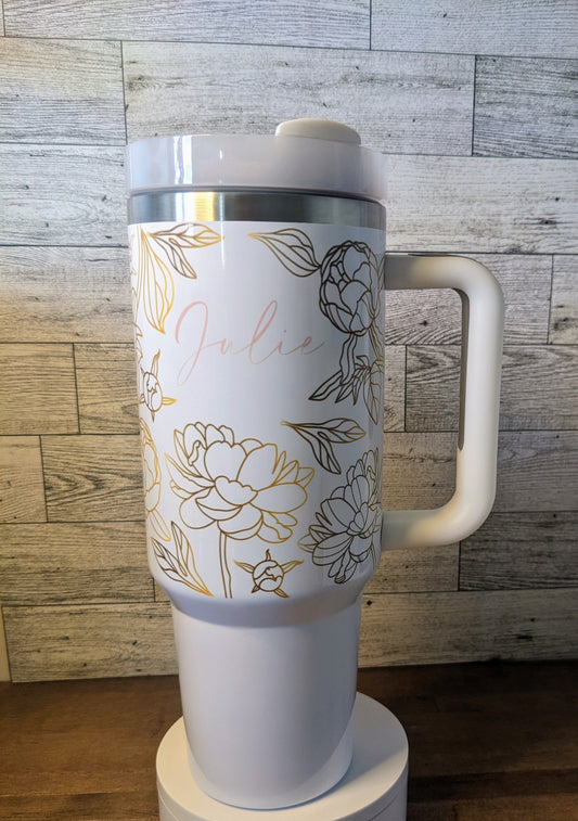 Gold Floral (personalized) 40oz Tumbler