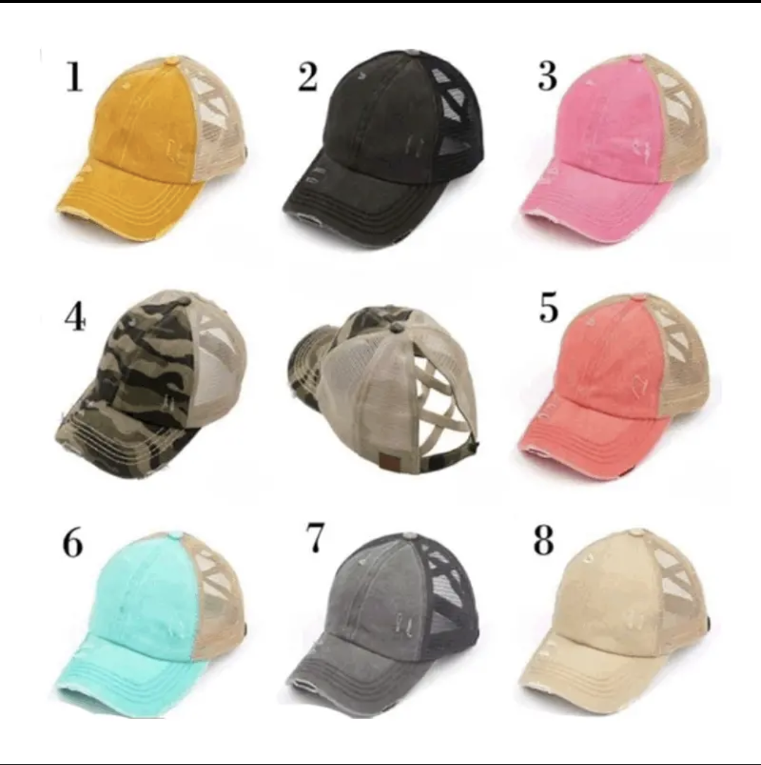 Boy Mom in heart Ponytail/Messy Bun Hat