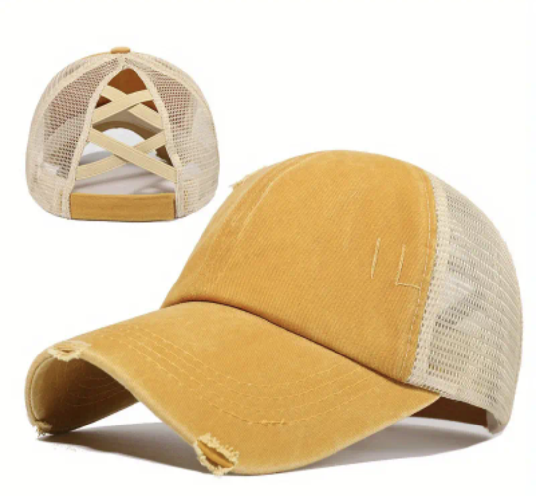 Boy Mom in heart Ponytail/Messy Bun Hat