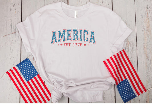 America EST 1776 stars