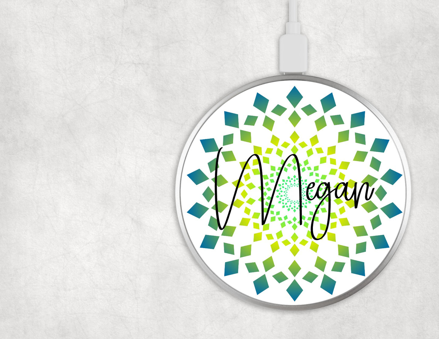 Wireless Charger Blue Geometric Shapes (Personalized)