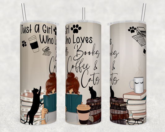 Just a Girl Who Loves Books, Coffee, and Cats/Dogs 20oz Tumbler