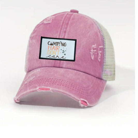 Camping Hair Don't Care Ponytail/Messy Bun Hat