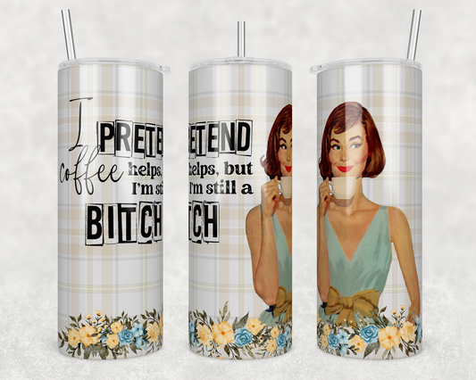 I Pretend Coffee Helps (Retro) 20oz Tumbler