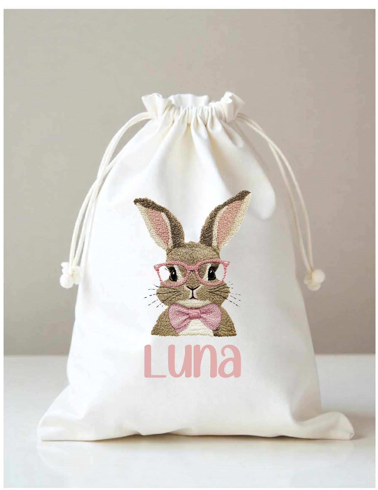 Easter Gift Sack Retro faux stitch Bunny