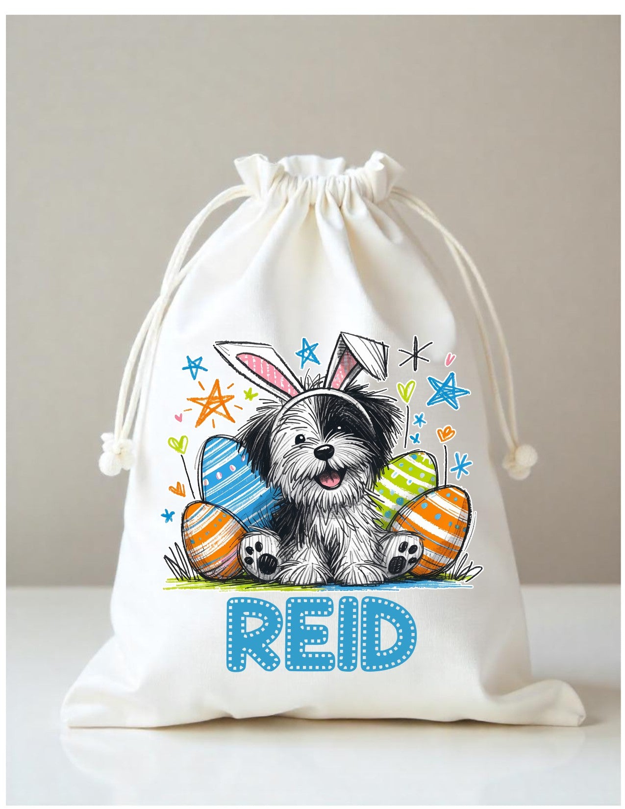 Easter Gift Sack character bunnies blue