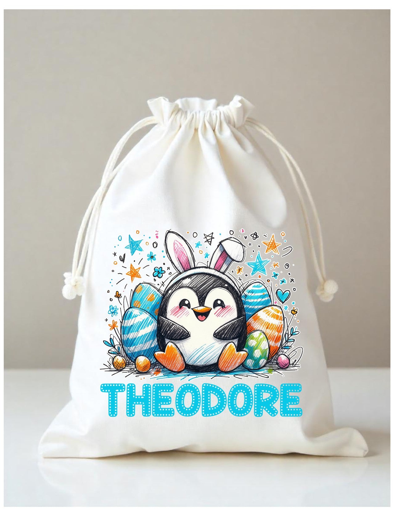 Easter Gift Sack character bunnies blue