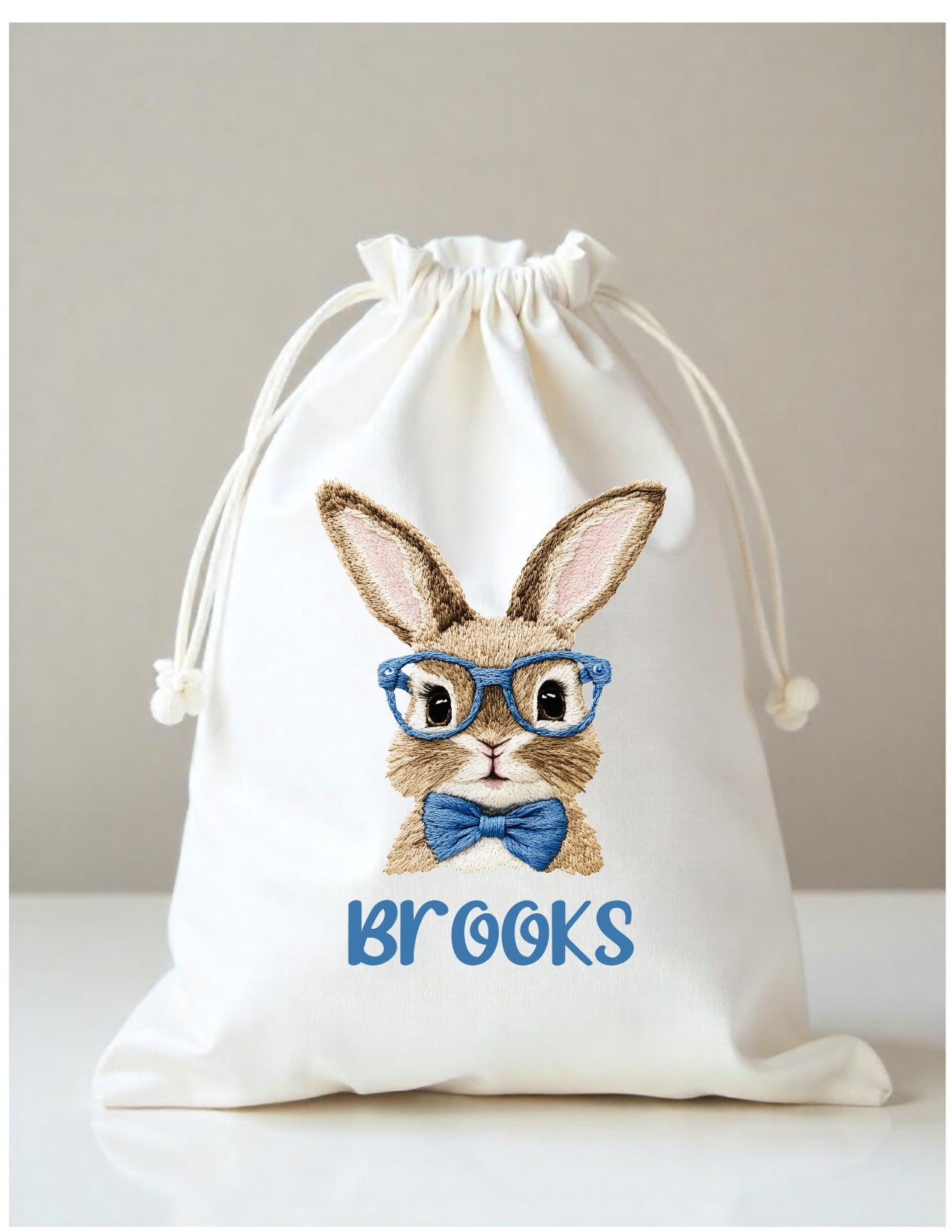 Easter Gift Sack Retro faux stitch Bunny
