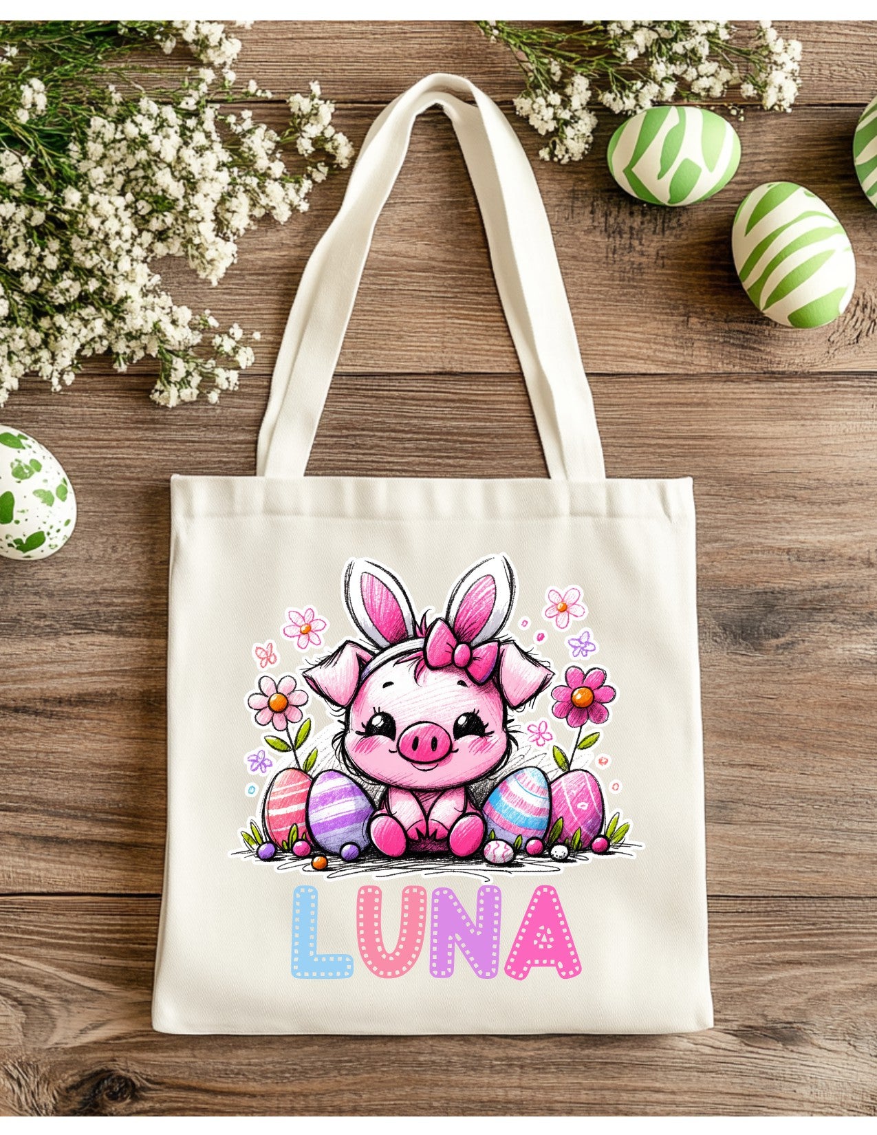 Easter Gift Totes Character Bunny Pink
