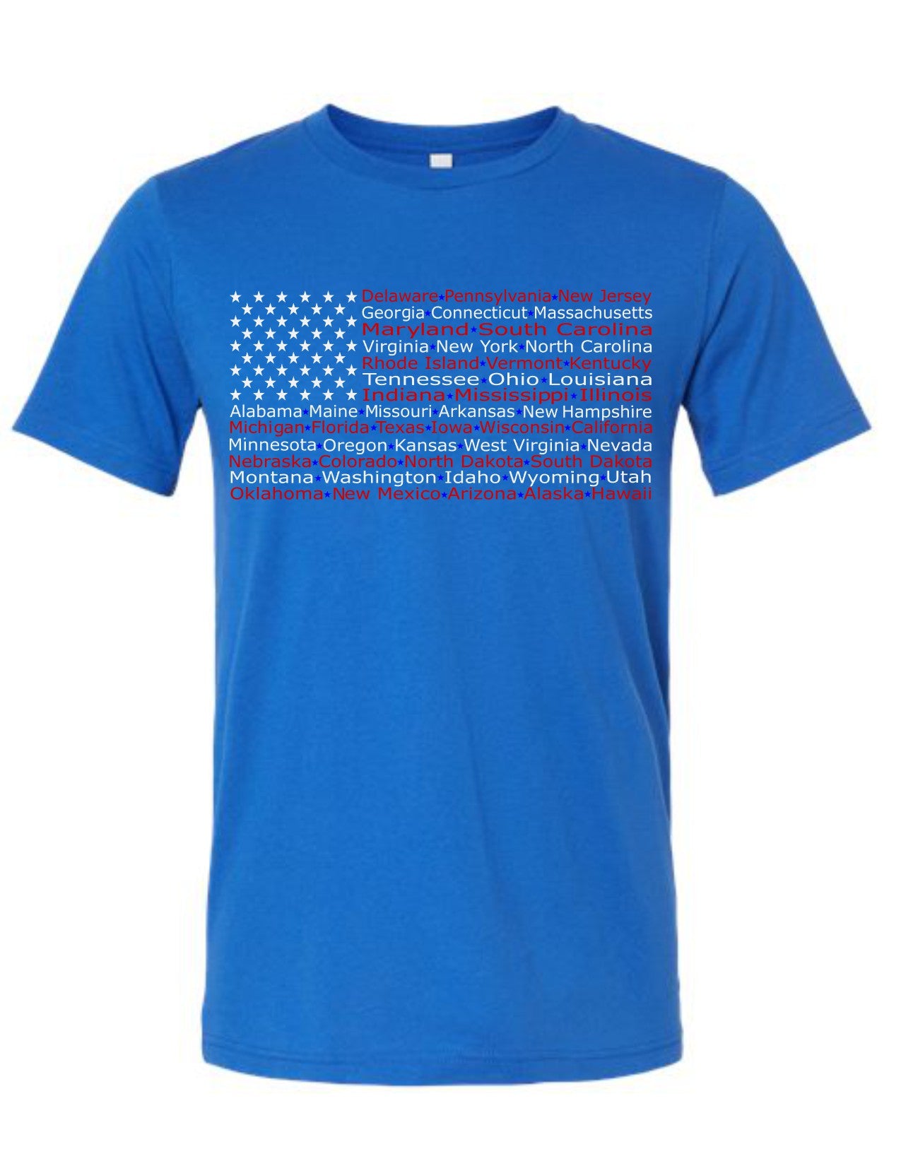American Flag with 50 States Names