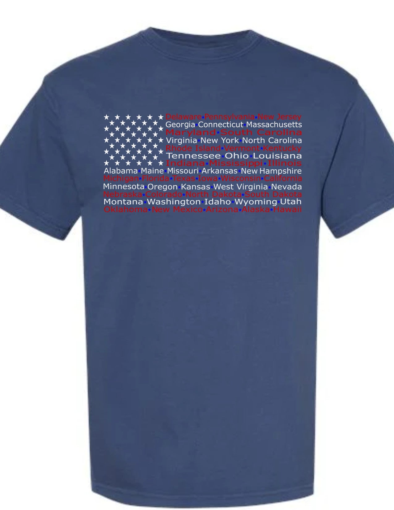 American Flag with 50 States Names