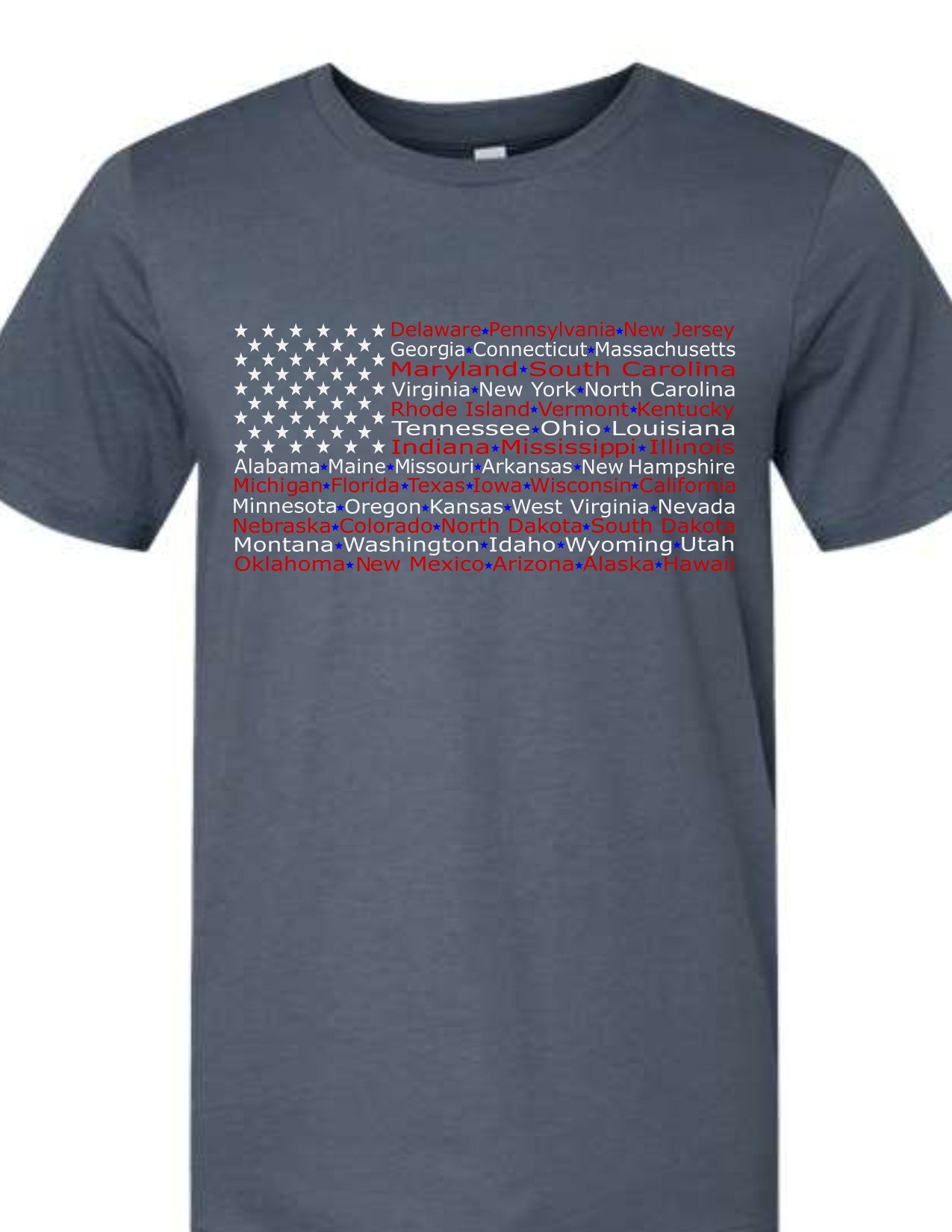 American Flag with 50 States Names