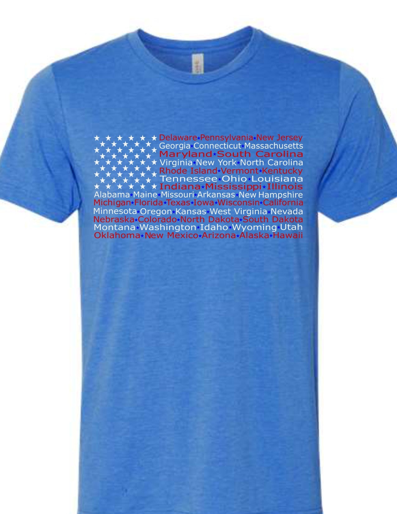 American Flag with 50 States Names