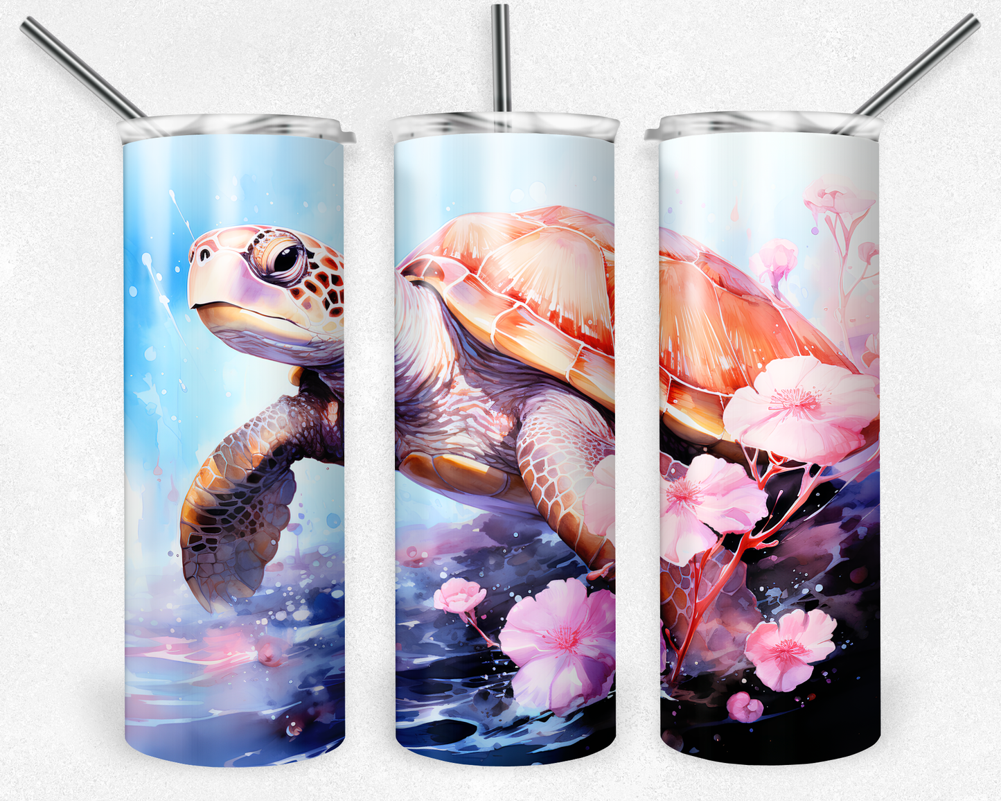 Sea Turtle Flowers 20oz Tumbler