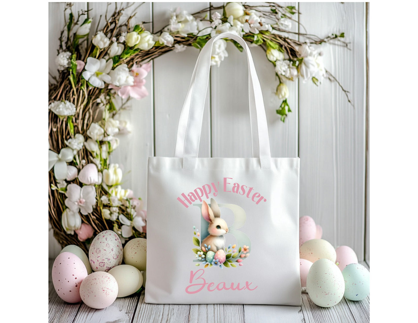 Happy Easter Bunny Alphabet Tote