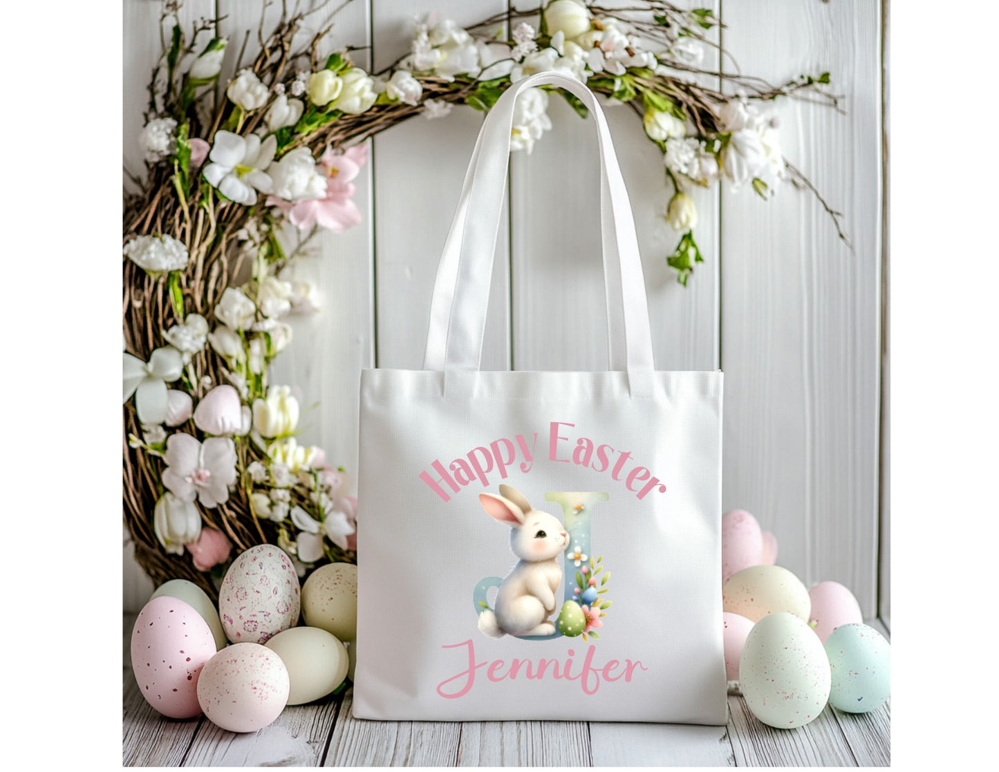 Happy Easter Bunny Alphabet Tote