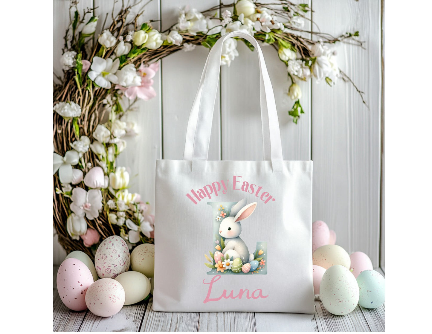 Happy Easter Bunny Alphabet Tote