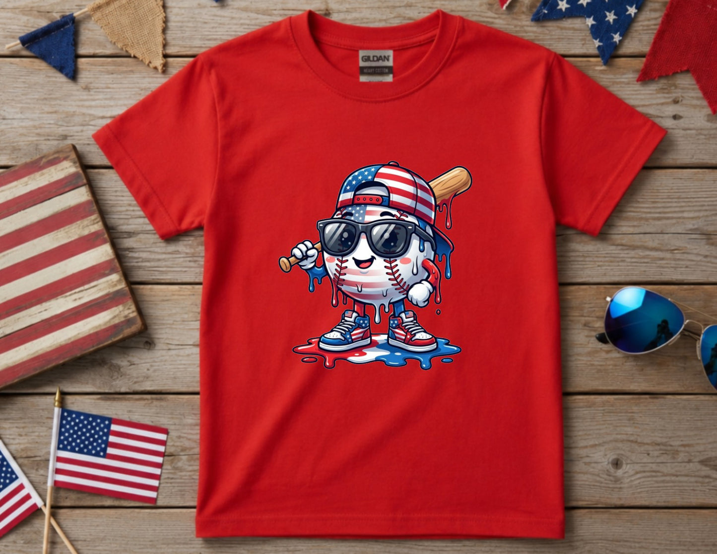 Patriotic Baseball Drip