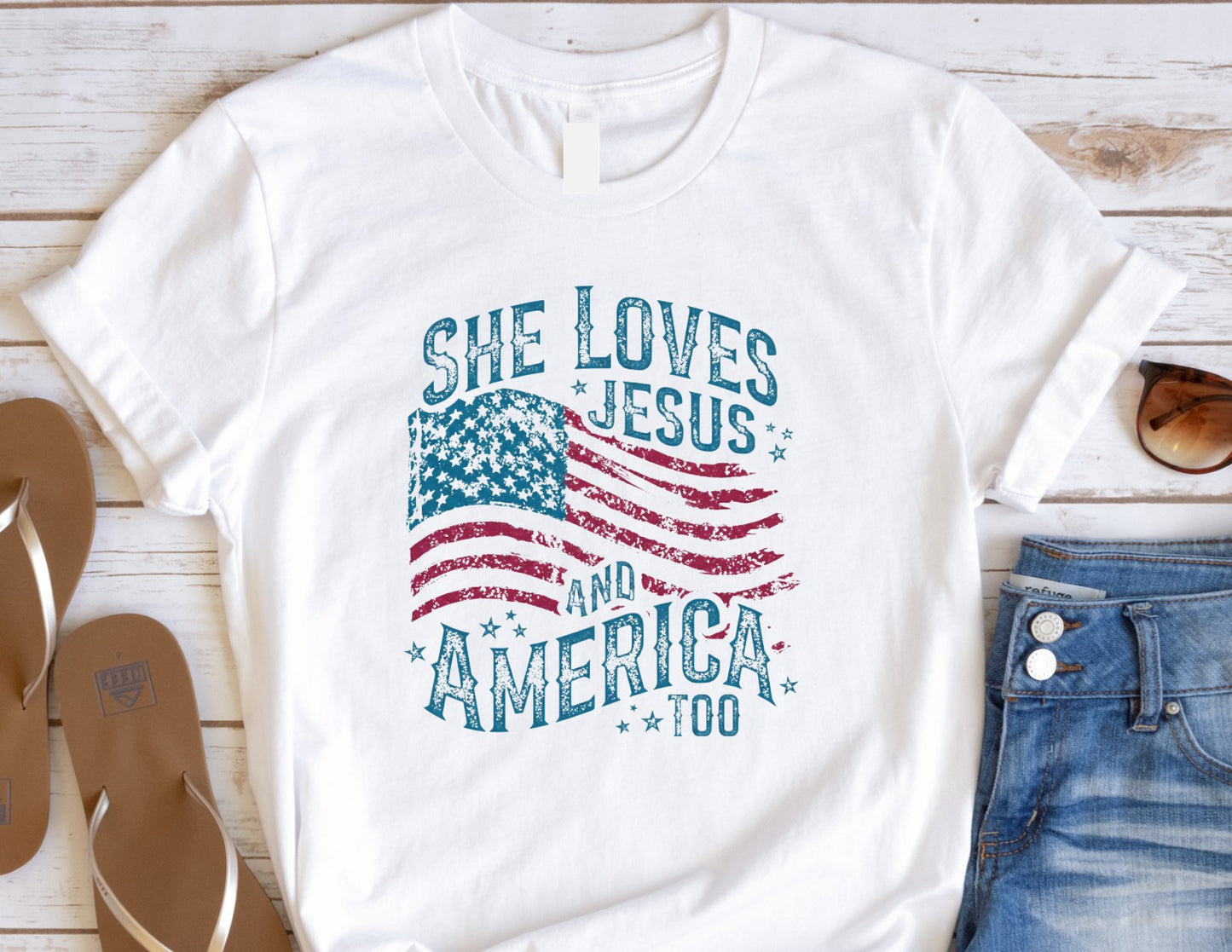 She Loves Jesus and America Too (vintage flag)