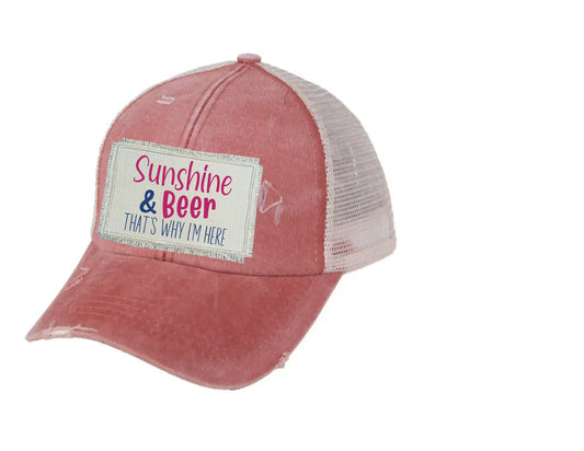 Sunshine & Beer Ponytail/Messy Bun Hat