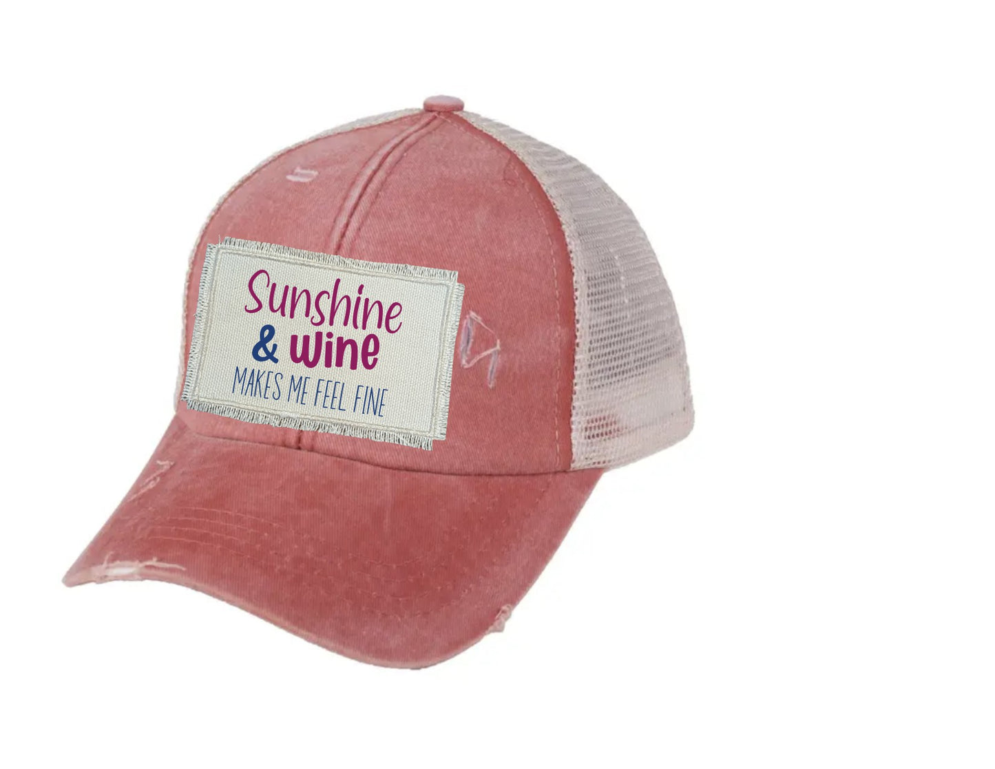 Sunshine & Wine Ponytail/Messy Bun Hat