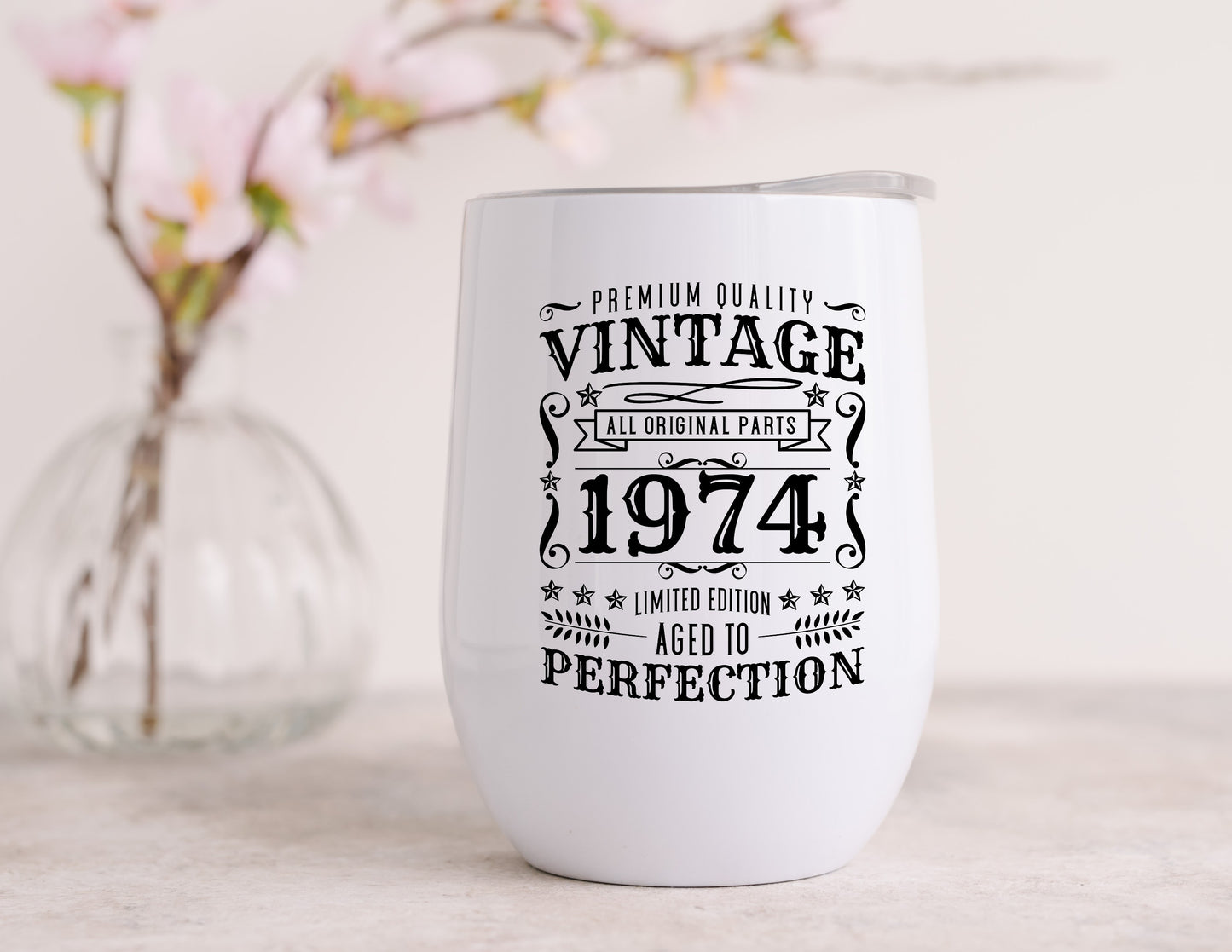 Vintage 1974 (black) Wine Tumbler